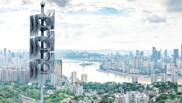 Sirena electrónica Pavian sobre una ciudad como parte de un sistema de alerta pública