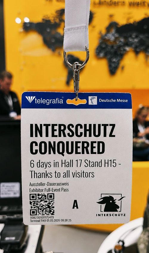 Pase de expositor de Telegrafia durante INTERSCHUTZ 2026 en Hannover