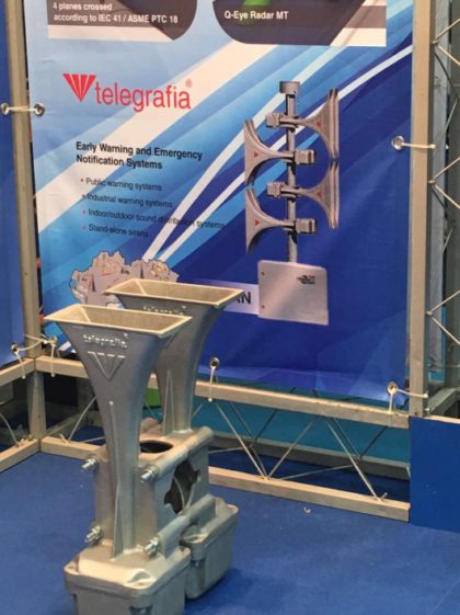 El fabricante de sirenas Telegrafia en la feria Asiawater 2016 de Kuala Lumpur