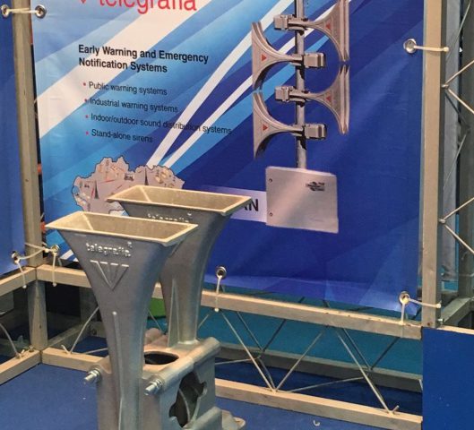 El fabricante de sirenas Telegrafia en la feria Asiawater 2016 de Kuala Lumpur